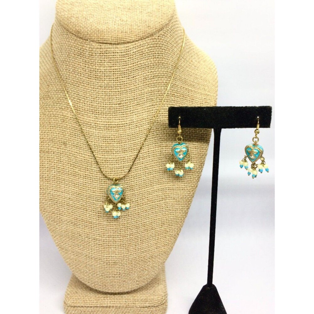 INDIAN NECKLACE SET Gold Tone Earrings Rajasthani Bollywood Boho Vintage